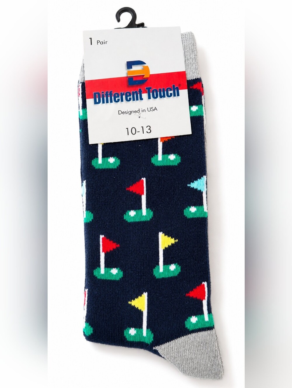 Men’s Different Touch Golf Novelty Socks Navy Blue Size 10-13 NWOT Gift